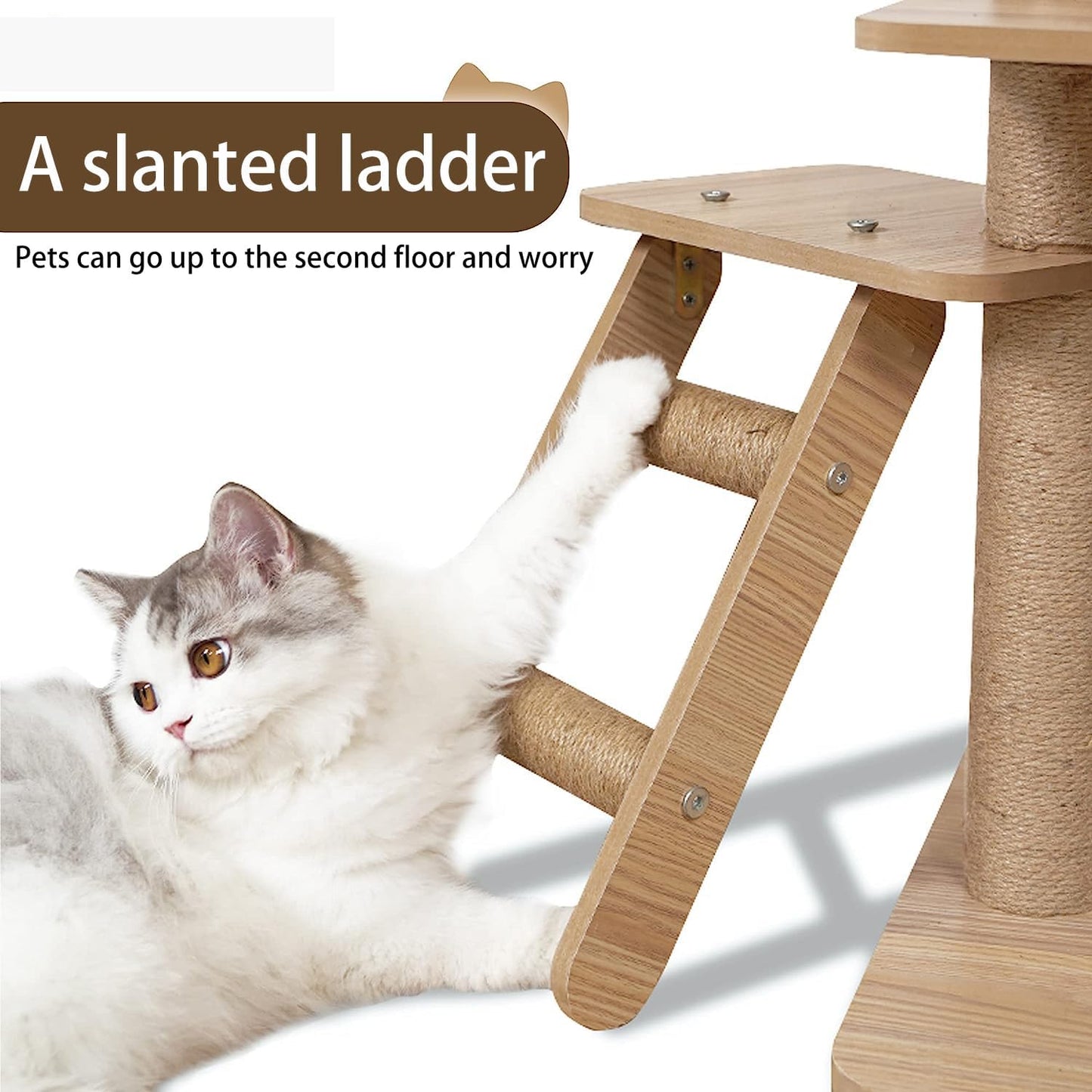 Cat tree for large cats 165cm 8 Story Cat tower（Wood color）