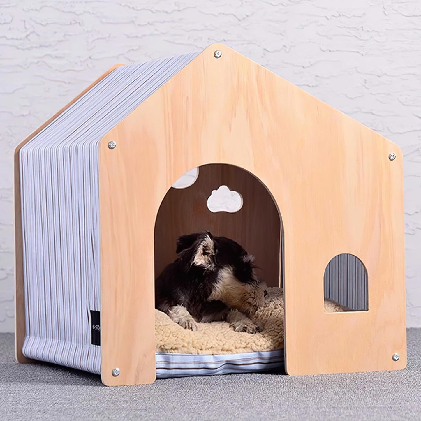 Natural pine house for dogs and cats (52X47X50CM)