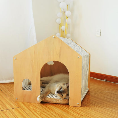 Natural pine house for dogs and cats (52X47X50CM)